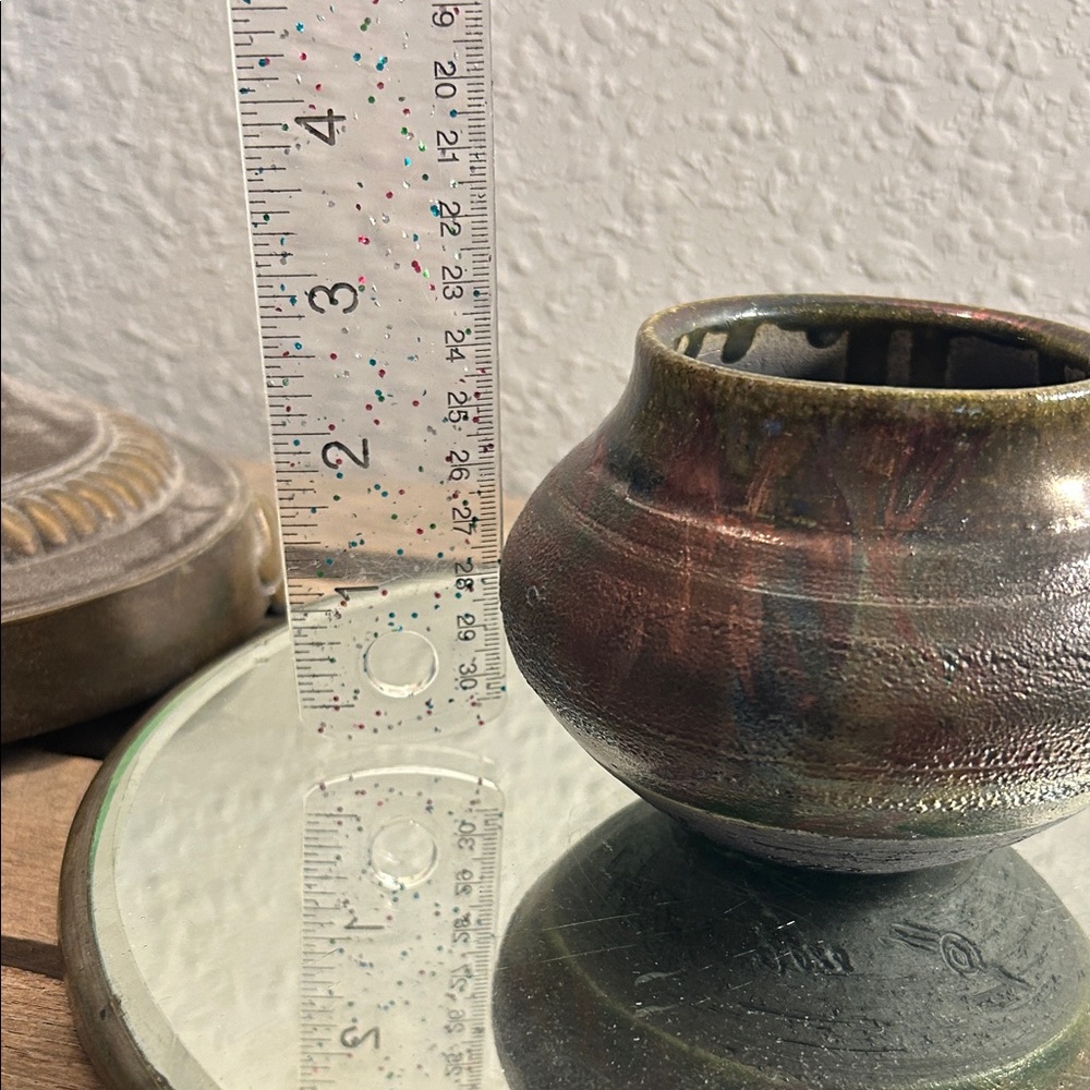 Handcrafted Iridescent Raku Pottery Vase - Multicolor - Picture 3 of 14